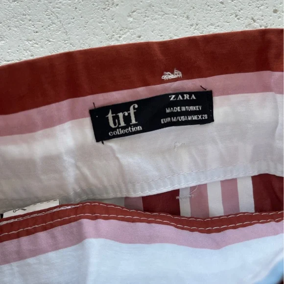 High Waisted Midi Striped Skirt Zara Belt Detail - Picture 7 of 9